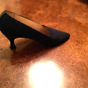 Navy Silk High Heel Pump